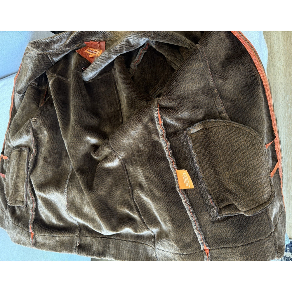 Royal Prestige Crocodile Embossed Faux Leather Shearling Jacket Rust Brown Sz-L - Picture 8 of 11